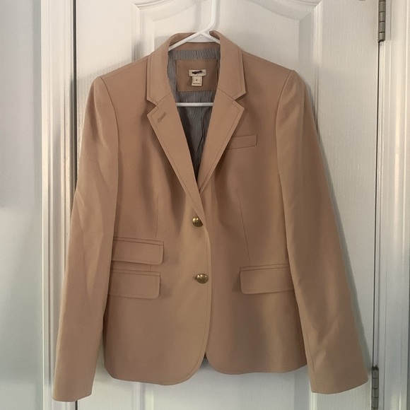 J. crew Dalton Tan Blazer size 6 classic elegant gold two buttons career wool - Picture 7 of 14
